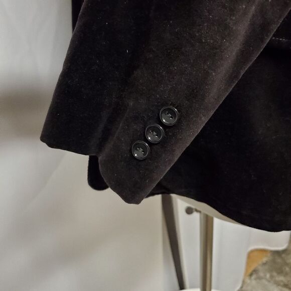 Vintage 80s Retro Black Velvet Punk Goth Rocker Steampunk Power Blazer Medium - Picture 8 of 12